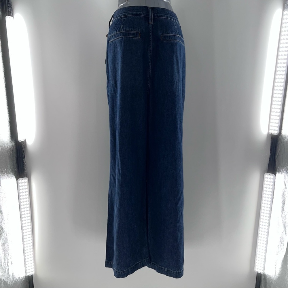 Madewell The Hallow Wide-Leg High Rise Pleat Front Dark Wash Blue Jeans-Size 31 - Picture 4 of 10